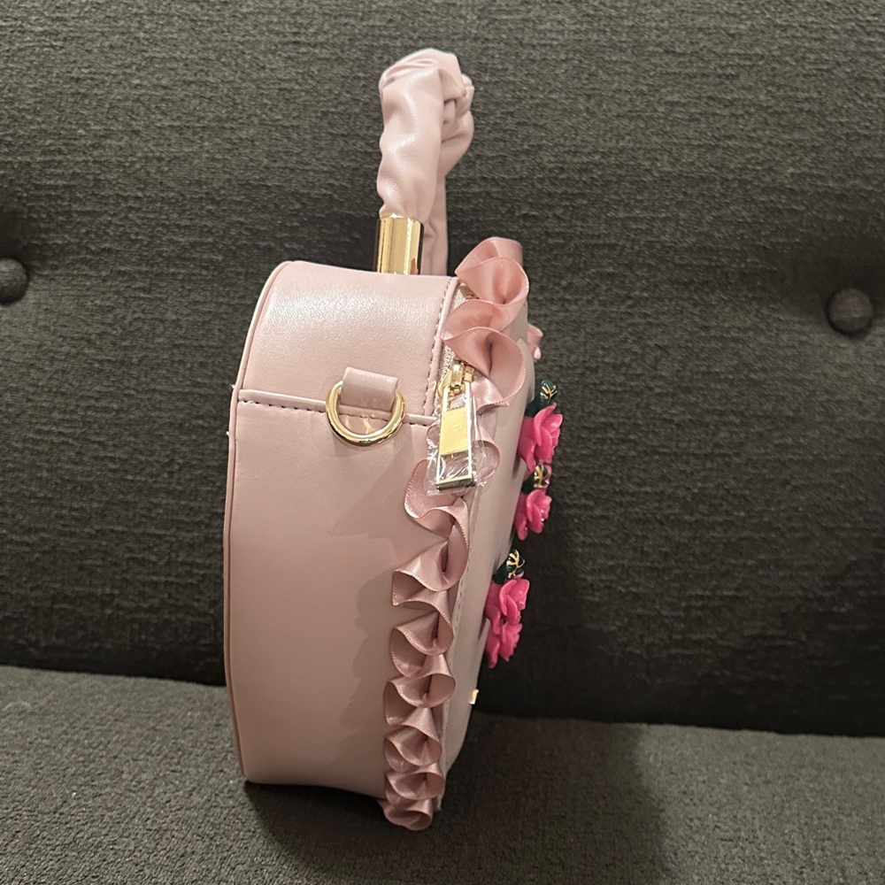 Aldo Pink Heart Bag with Floral Accents - Picture 5 of 5
